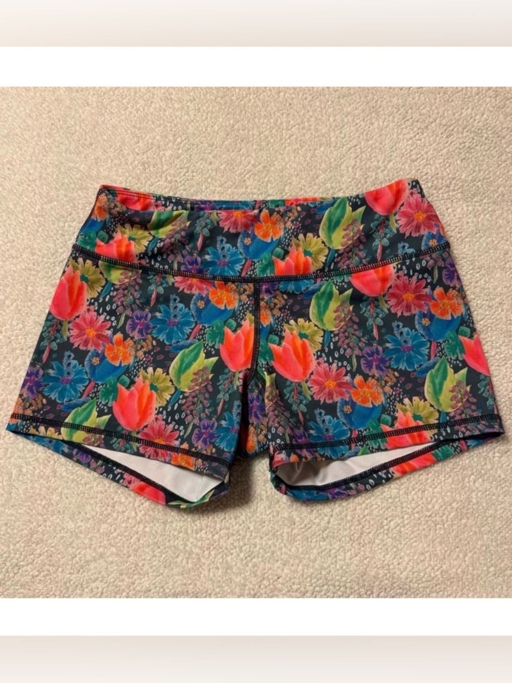 Born Primitive Vibrant Floral Print Athletic Booty Shorts